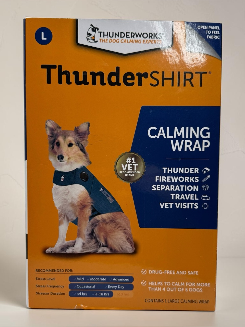 ThunderShirt Dog Anxiety Relief‎ Calming Wrap Large Heather Gray Loud Noises
